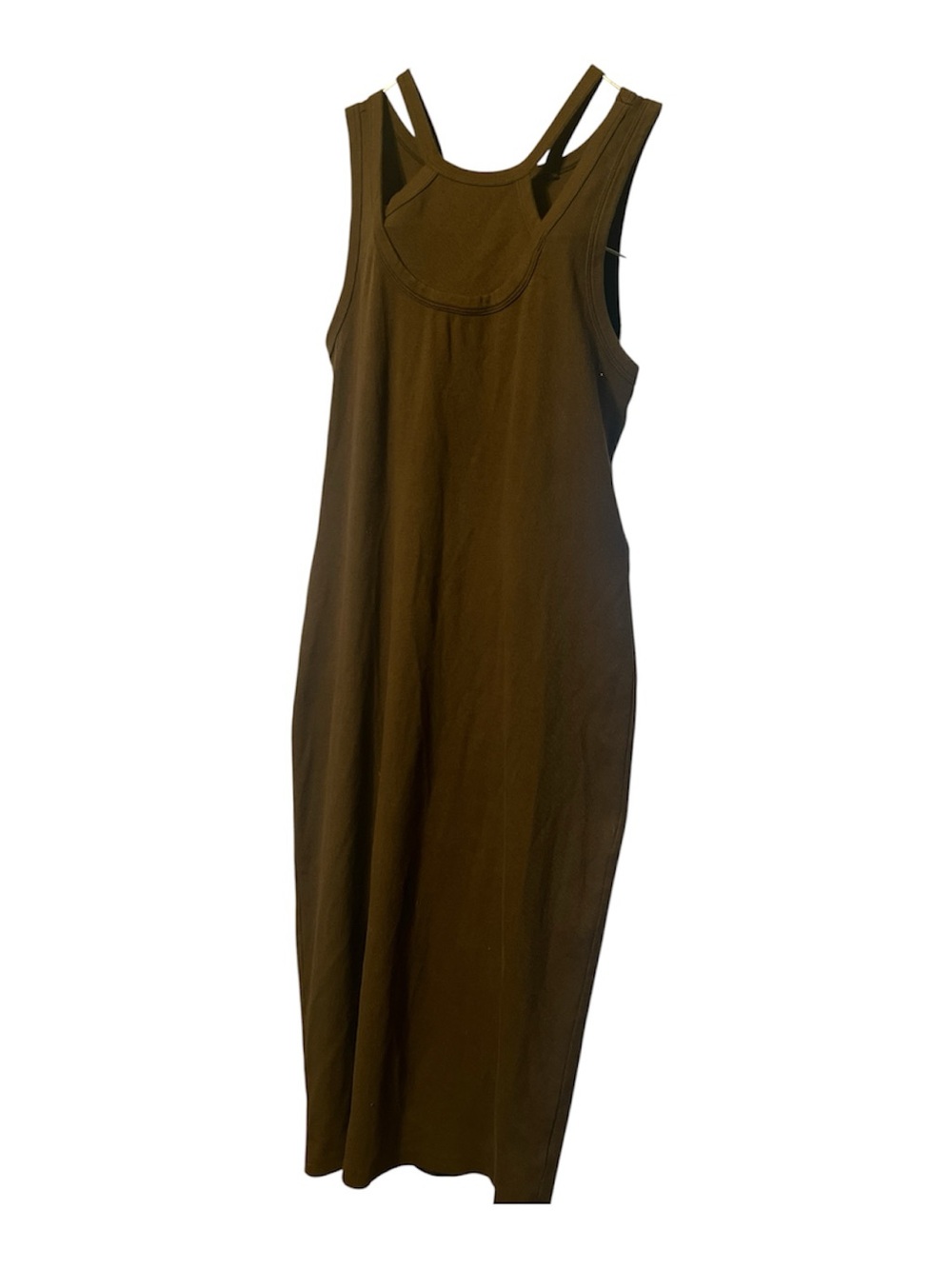 Sleeveless Brown Maxi Dress with Racerback Detail